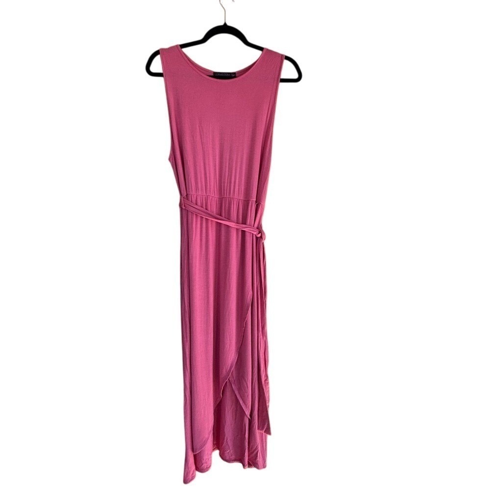 Shiela Rose Dress Asymmetrical Wrap XL Summer Sleeveless Pink Bubble Gum Layer